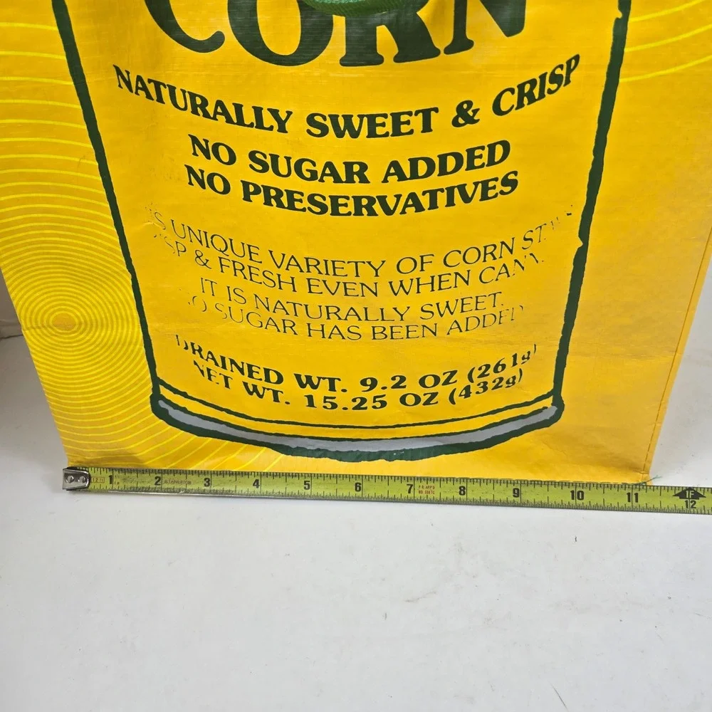 Trader Joe's Reusable Grocery Bag Whole Kernel Corn Can Graphic Yellow NWT RARE